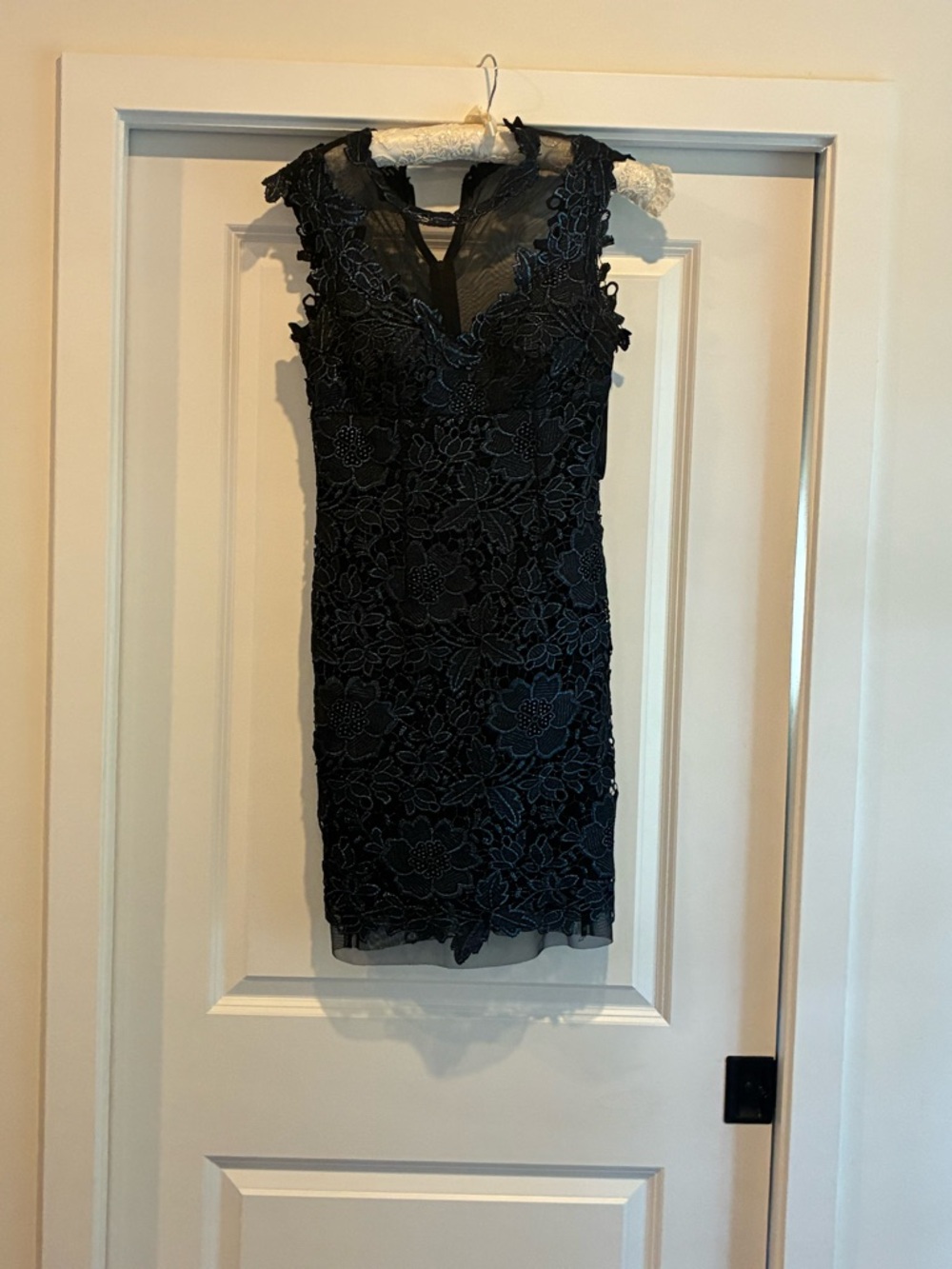 Cache Black Floral Lace Mini Dress